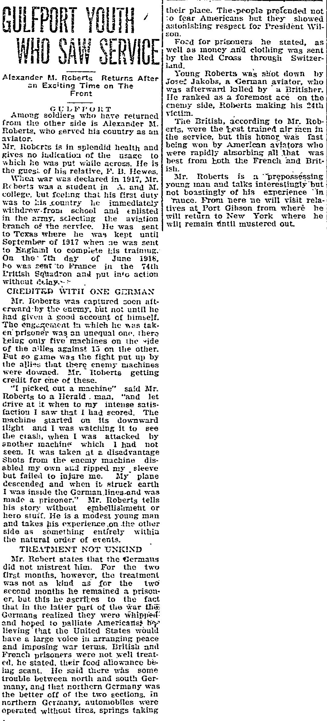 ''Jóvenes de Gulfport que prestaron servicio'', Gulfport Daily Herald, 19 de febrero de 1919