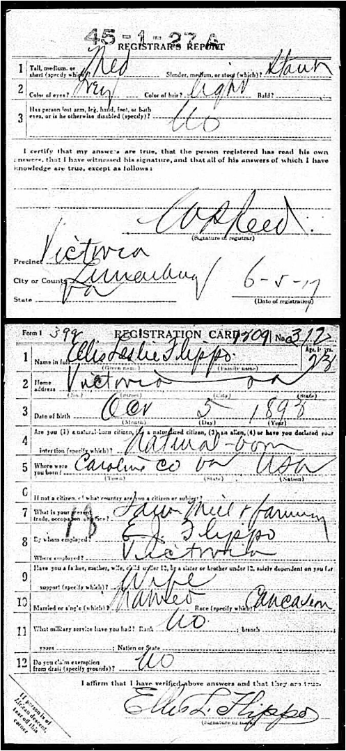 Enlistment Card of Ellis L. Flippo