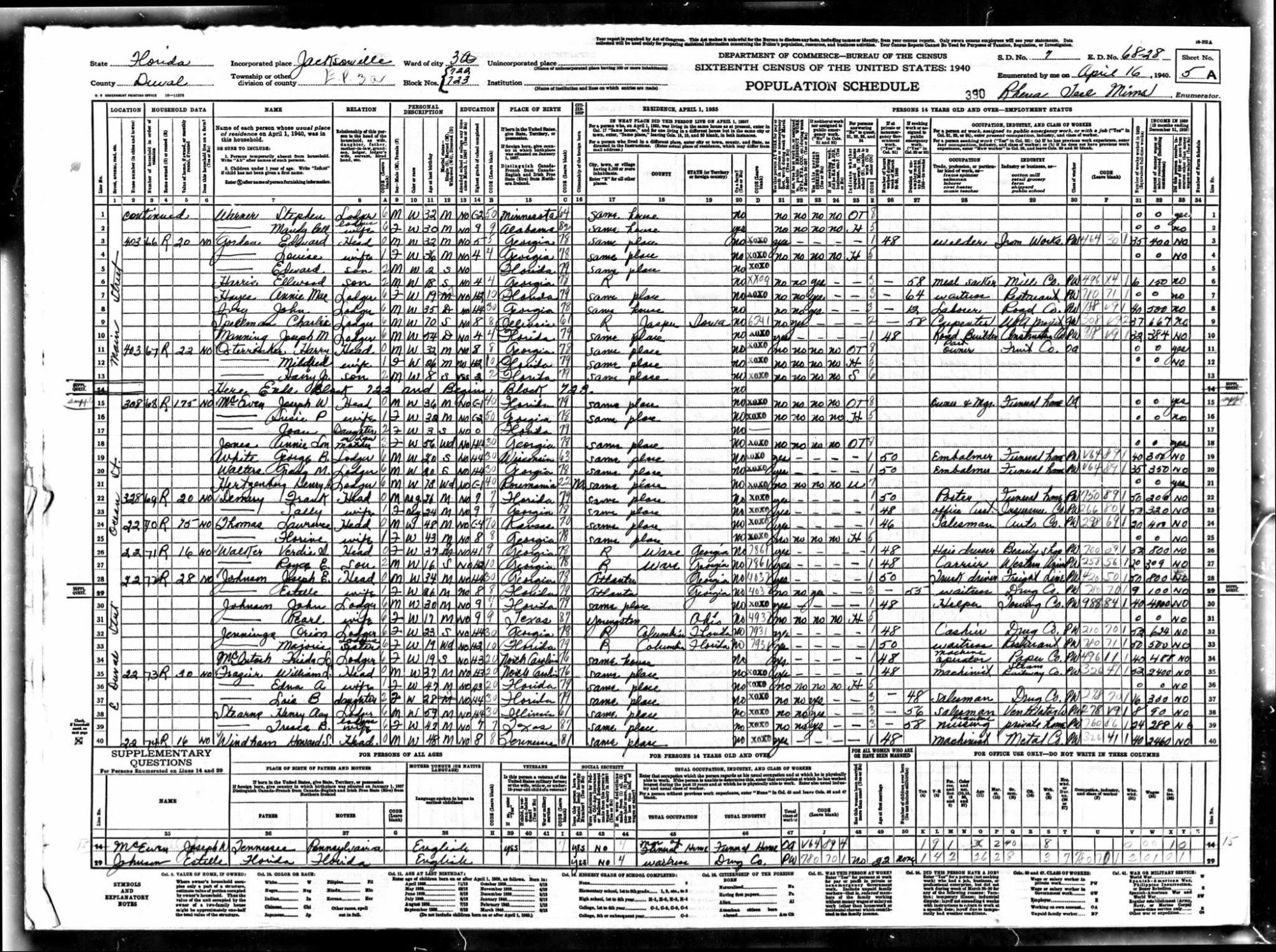 Grady Jr. on 1940 US Federal Census